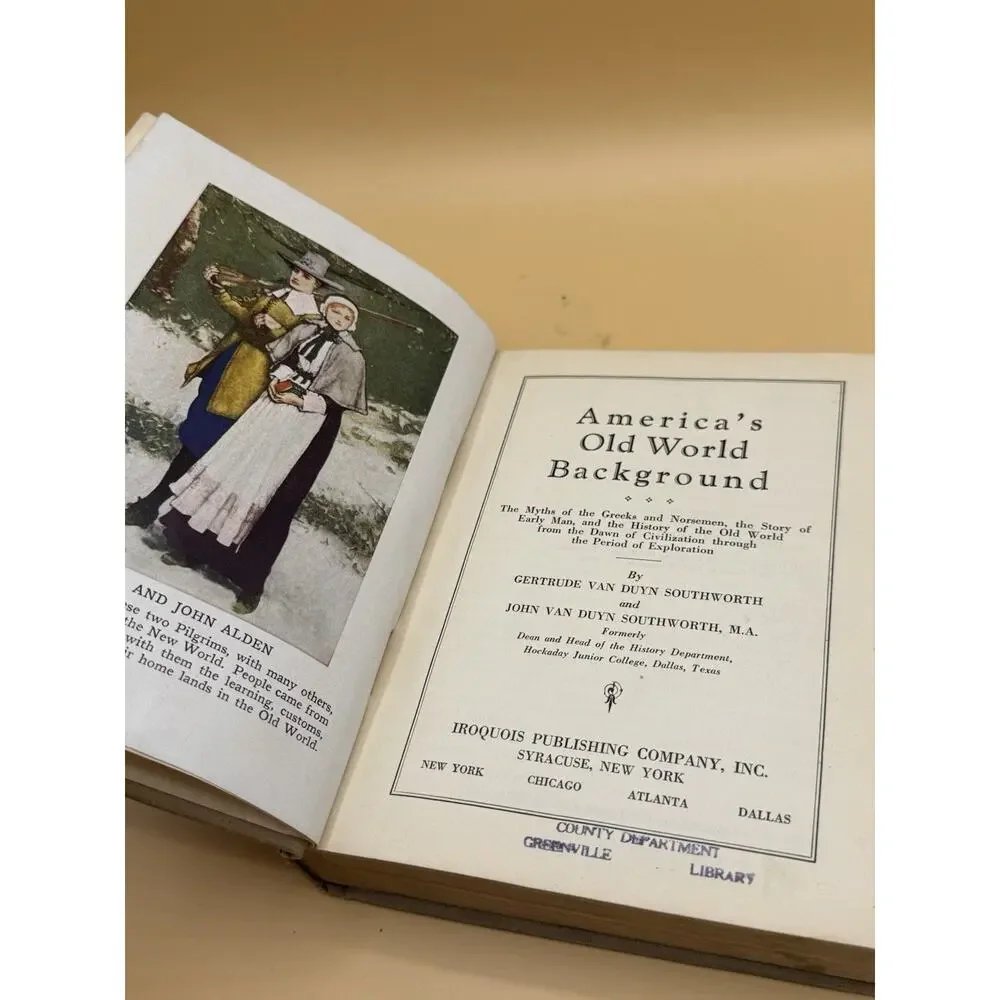 America’s Old World Background Southworth HC Iroquois History Textbook Vintage